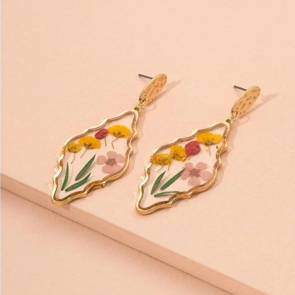 Flower Watercolor Drop Earrings - Picture 6 of 9